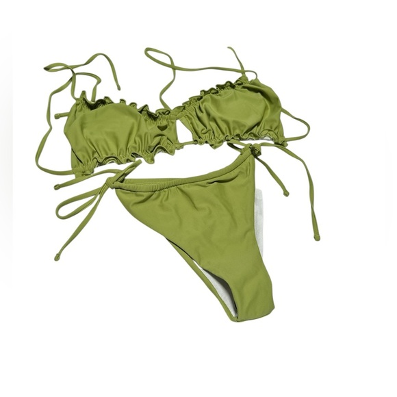 SHEIN, NWT  Stylish Ruched Green Bikini Set, size Medium - Picture 2 of 6